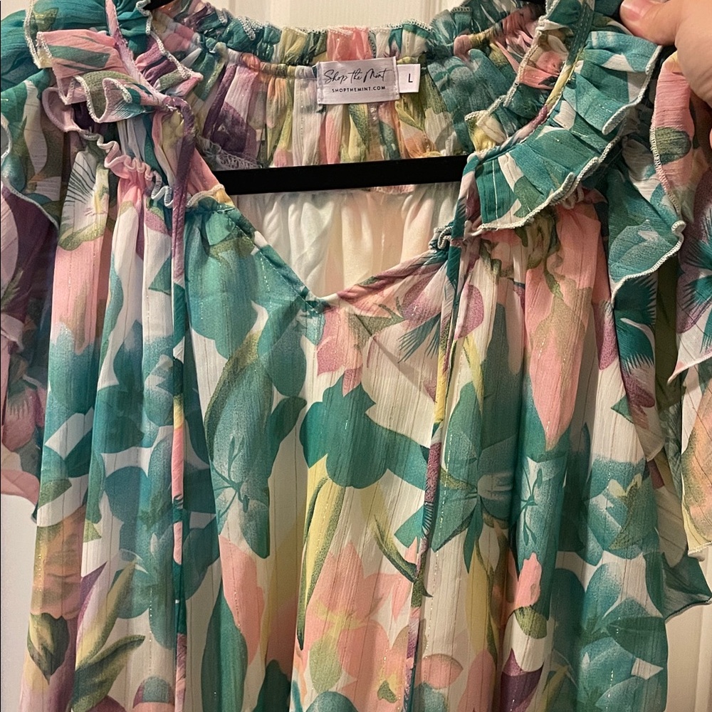 Colorful Floral Ruffle Shirt
